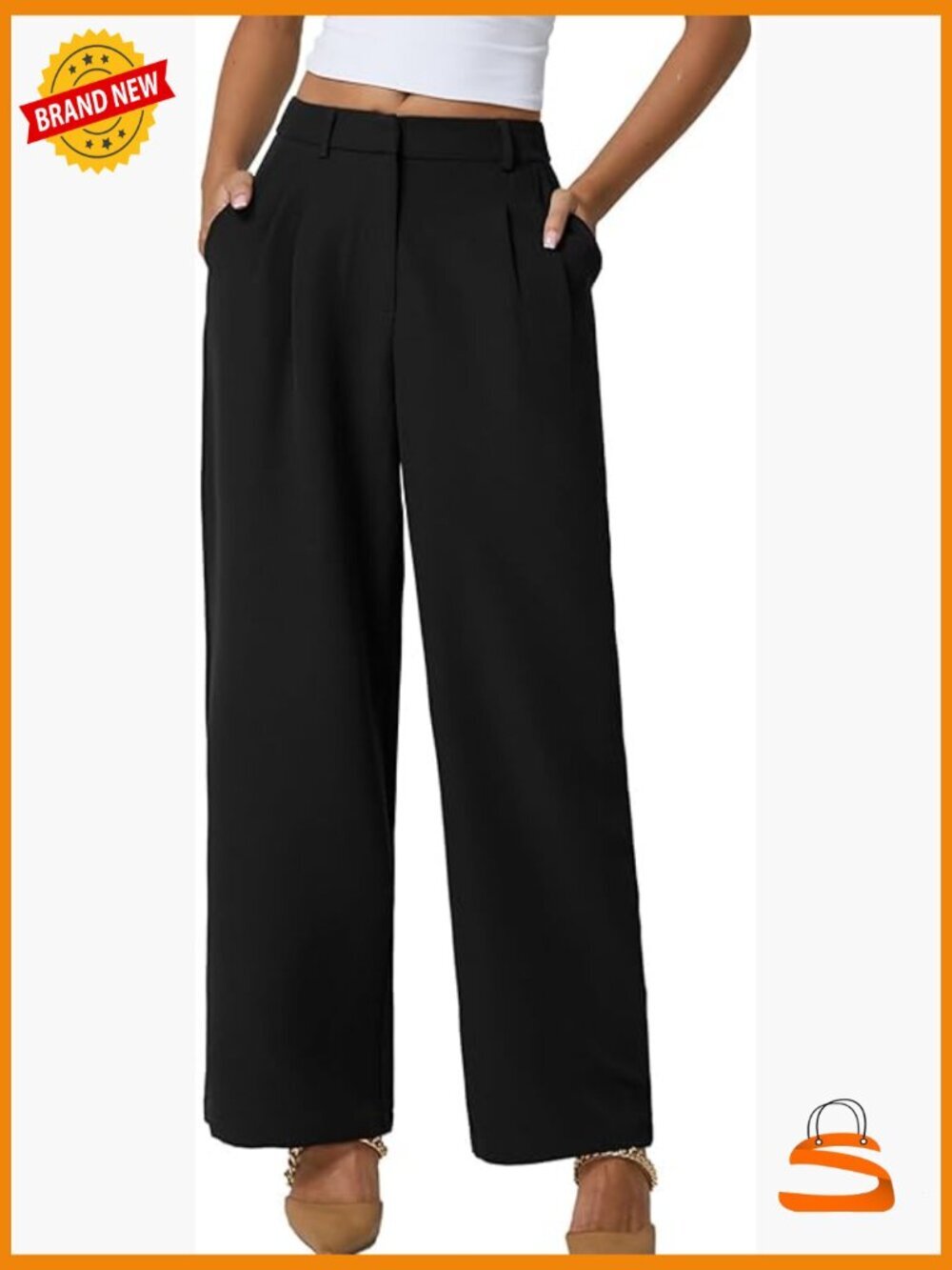Wide Leg Dress Pants for Women High Waisted Wrinkle Free Work Pants with Pockets